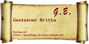 Gestetner Britta névjegykártya